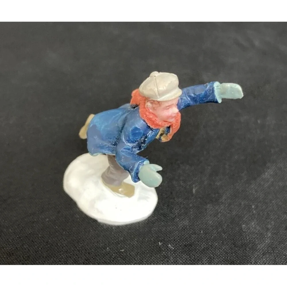 Vtg Lemax Mini Figurines‎ Lot of 8 Santa Phone Booth Skaters Snowman Resin 90s